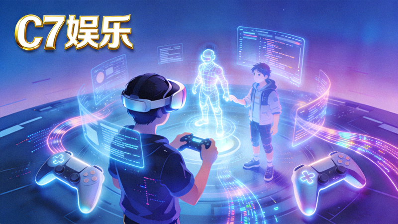 C7娱乐官方品牌故事插图，展示创新科技与游戏乐趣融合的场景