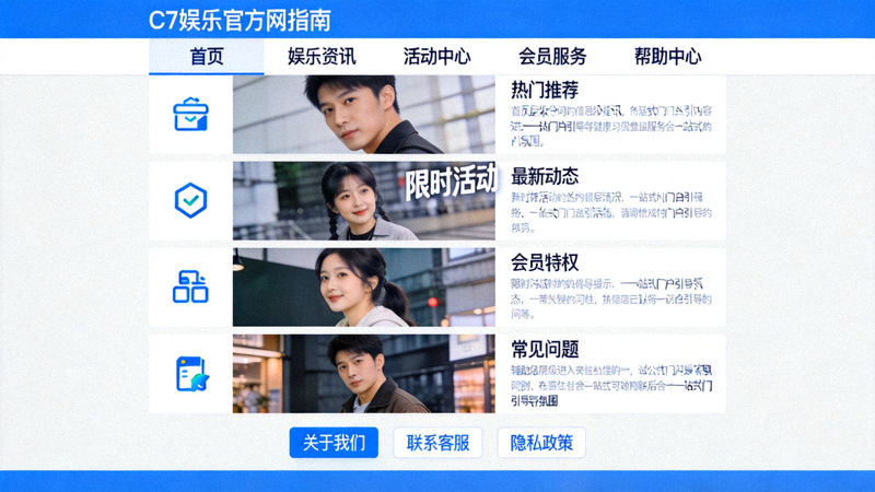C7娱乐官方网站指南页面截图，展示着一站式门户的功能分区和导航指引