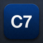 C7娱乐iOS官方APP图标，深蓝色背景带有C7字样