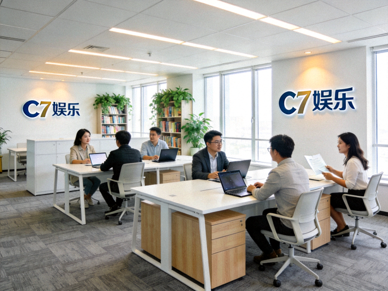 C7娱乐现代化办公室内部环境，员工在开放办公区协作工作
