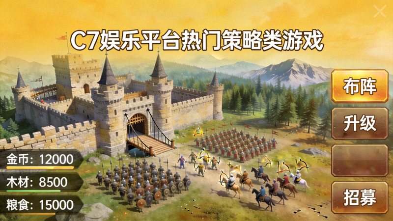 C7娱乐平台热门策略类游戏界面截图 - 中世纪城堡与军队布阵